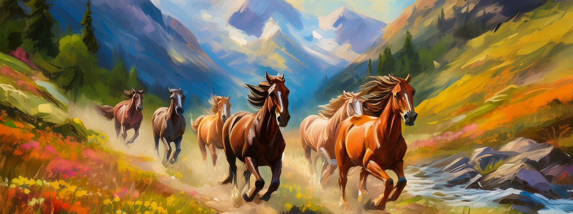 Horses In Mountains